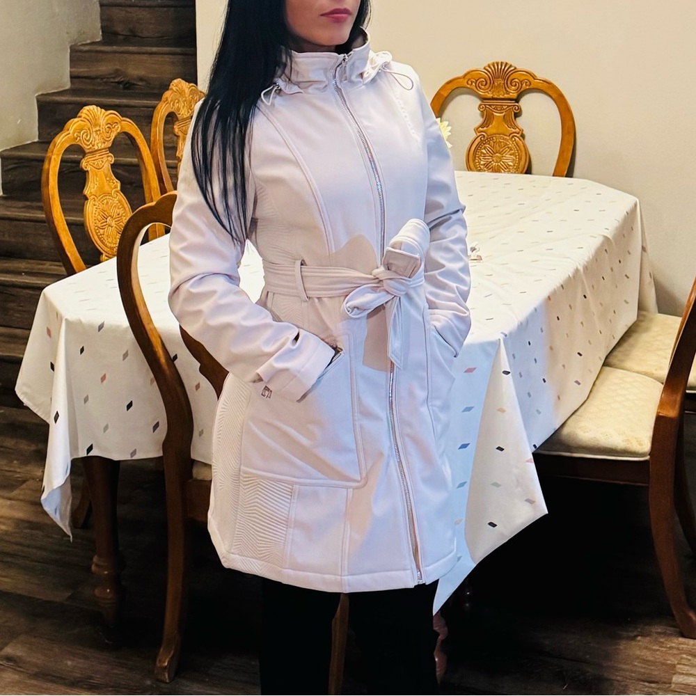 Guess Chic Cream Hooded Trench Coat